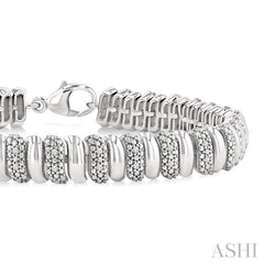 ASHI Silver Bold Ribbed Diamond Fashion Bracelet 85738PPSSSLTB