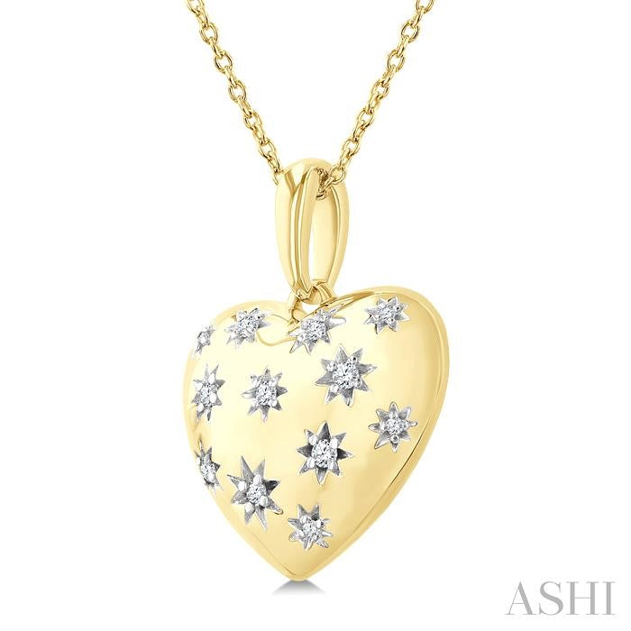 ASHI Gold Vermeil Bold Puffed Heart Shape Diamond Pendant 85758PPSSSLPD-GV