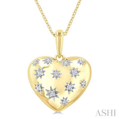 ASHI Gold Vermeil Bold Puffed Heart Shape Diamond Pendant 85758PPSSSLPD-GV