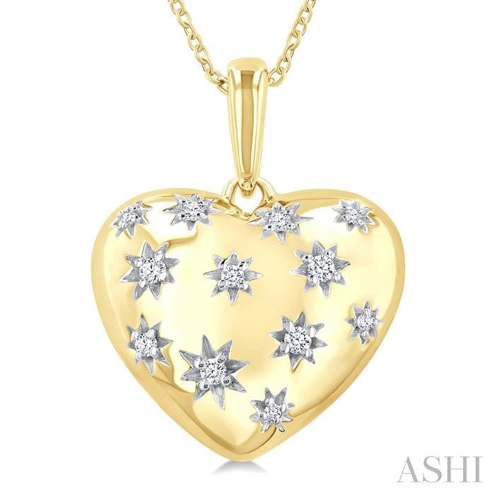 ASHI Gold Vermeil Bold Puffed Heart Shape Diamond Pendant 85758PPSSSLPD-GV