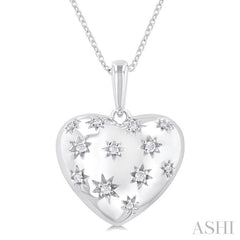 ASHI Silver Bold Puffed Heart Shape Diamond Pendant 85758PPSSSLPD