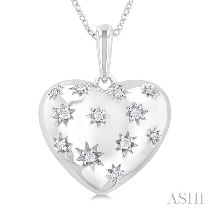 ASHI Silver Bold Puffed Heart Shape Diamond Pendant 85758PPSSSLPD