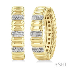 ASHI Gold Vermeil Bold Ribbed Diamond Fashion Hoop Earrings 85768PPSSSLER-GV