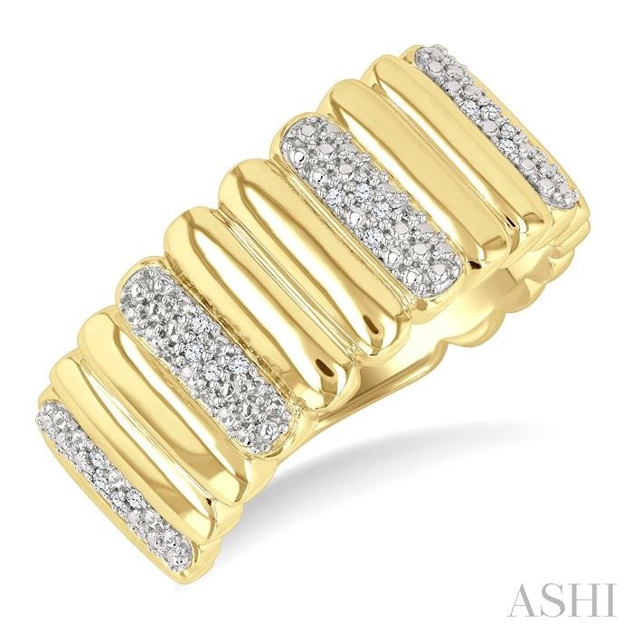 ASHI Gold Vermeil Bold Ribbed Diamond Wide Band 85768PPSSSLRG-GV