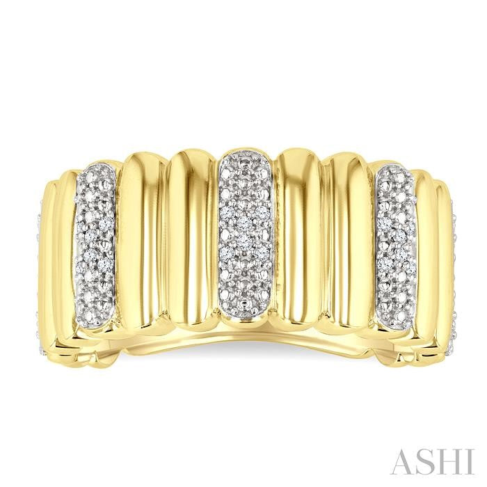 ASHI Gold Vermeil Bold Ribbed Diamond Wide Band 85768PPSSSLRG-GV