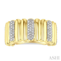 ASHI Gold Vermeil Bold Ribbed Diamond Wide Band 85768PPSSSLRG-GV