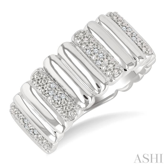 ASHI Silver Bold Ribbed Diamond Wide Band 85768PPSSSLRG