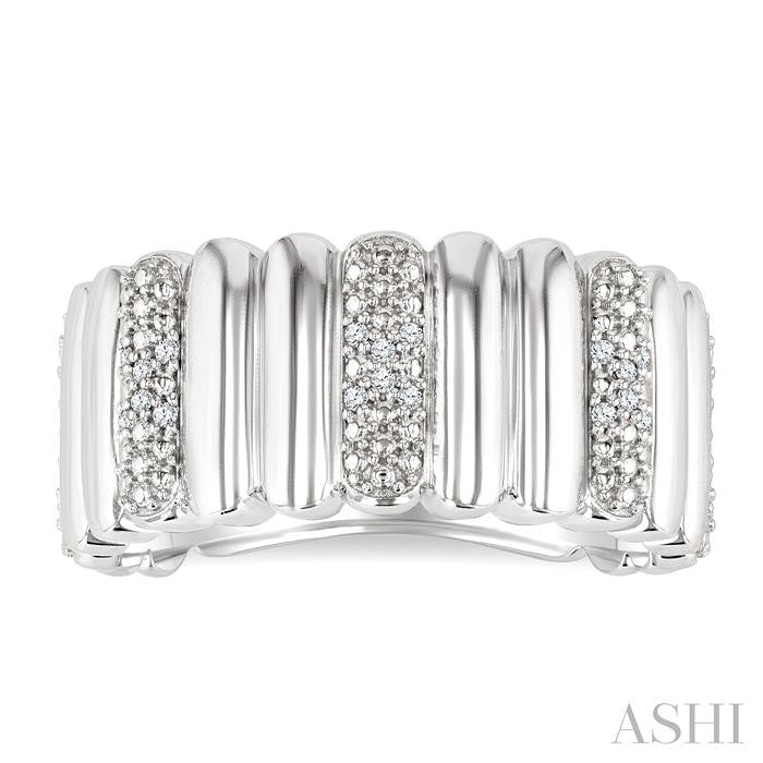 ASHI Silver Bold Ribbed Diamond Wide Band 85768PPSSSLRG