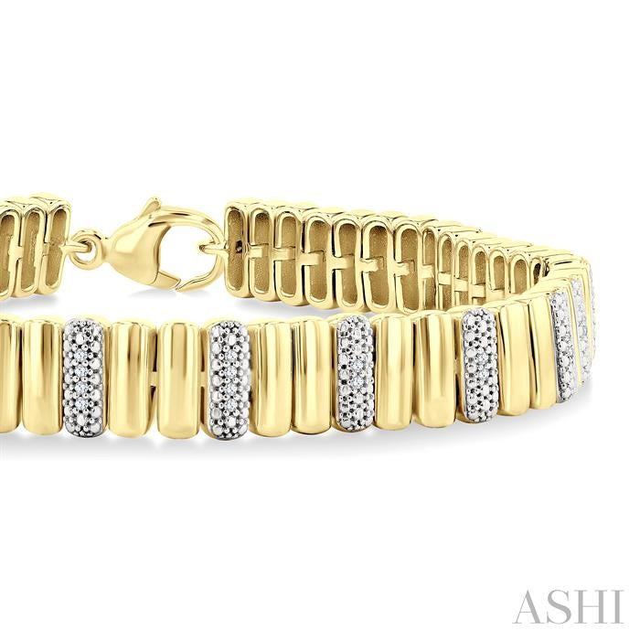 ASHI Gold Vermeil Bold Ribbed Diamond Fashion Bracelet 85768PPSSSLTB-GV