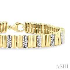 ASHI Gold Vermeil Bold Ribbed Diamond Fashion Bracelet 85768PPSSSLTB-GV