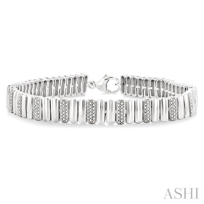 ASHI Silver Bold Ribbed Diamond Fashion Bracelet 85768PPSSSLTB