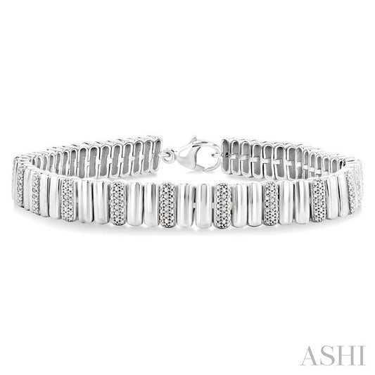 ASHI Silver Bold Ribbed Diamond Fashion Bracelet 85768PPSSSLTB