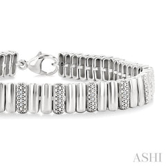 ASHI Silver Bold Ribbed Diamond Fashion Bracelet 85768PPSSSLTB