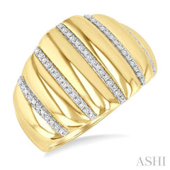 ASHI Gold Vermeil Bold Ribbed Diamond Fashion Wide Band 85798PPSSSLRG-GV