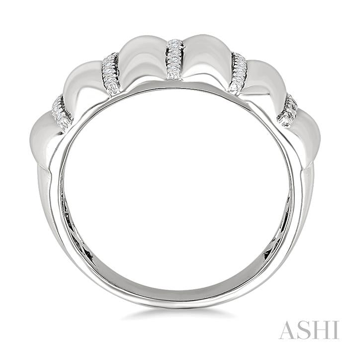 ASHI Silver Bold Ribbed Diamond Fashion Wide Band 85798PPSSSLRG