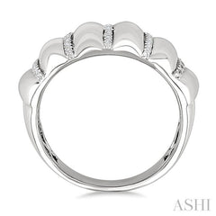 ASHI Silver Bold Ribbed Diamond Fashion Wide Band 85798PPSSSLRG