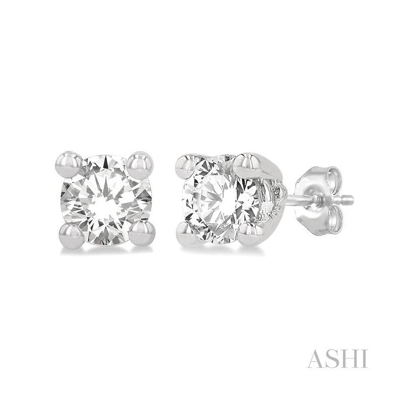 ASHI Round Shape Diamond Stud Earrings 66309PPFGERWG
