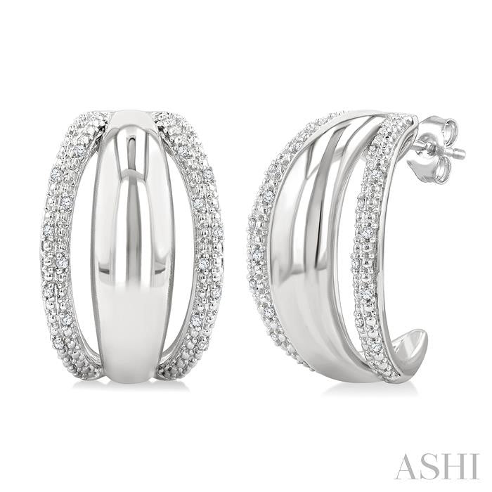 ASHI Silver Bold Diamond Half Hoop Earrings 85878PPSSSLER