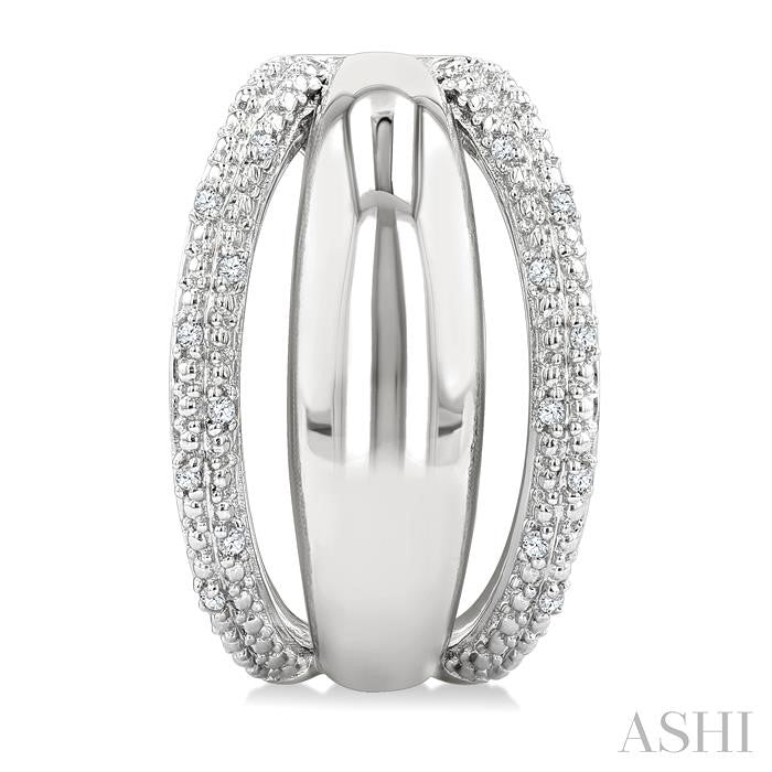 ASHI Silver Bold Diamond Half Hoop Earrings 85878PPSSSLER