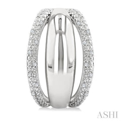 ASHI Silver Bold Diamond Half Hoop Earrings 85878PPSSSLER