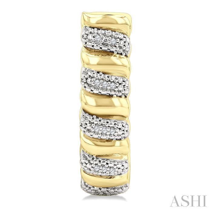 ASHI Gold Vermeil Bold Ribbed Diamond Half Hoop Earrings 85898PPSSSLER-GV
