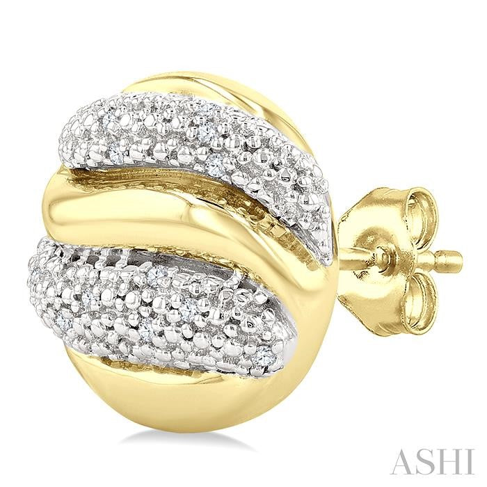 ASHI Gold Vermeil Bold Ribbed Diamond Fashion Earrings 85908PPSSSLER-GV