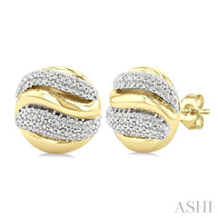 ASHI Gold Vermeil Bold Ribbed Diamond Fashion Earrings 85908PPSSSLER-GV