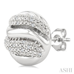 ASHI Silver Bold Ribbed Diamond Fashion Earrings 85908PPSSSLER