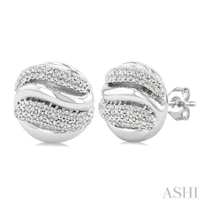 ASHI Silver Bold Ribbed Diamond Fashion Earrings 85908PPSSSLER