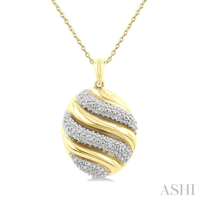 ASHI Gold Vermeil Bold Ribbed Diamond Fashion Pendant 85908PPSSSLPD-GV
