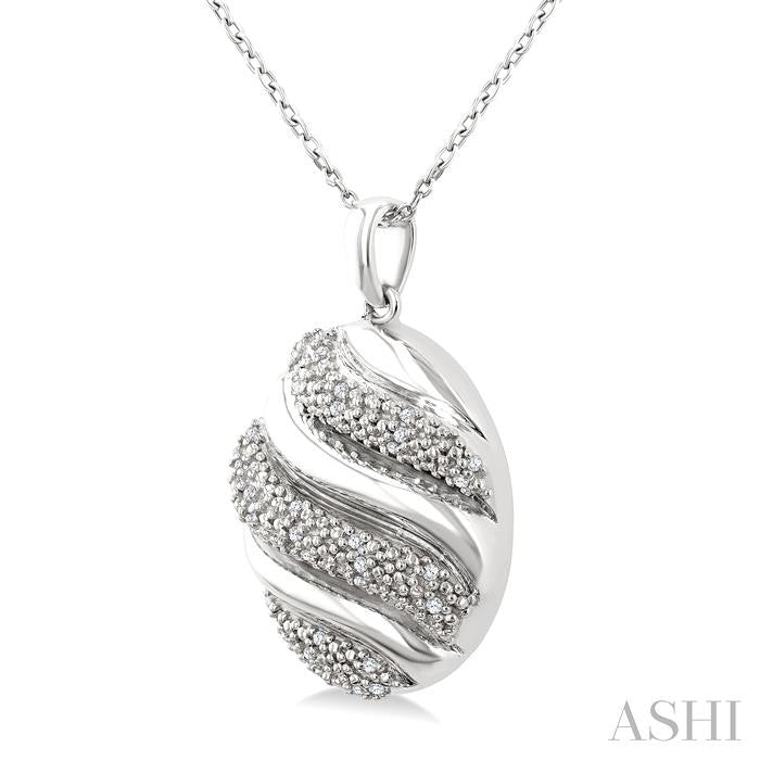 ASHI Silver Bold Ribbed Diamond Fashion Pendant 85908PPSSSLPD