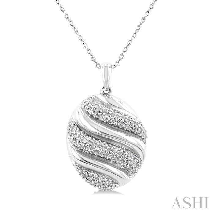 ASHI Silver Bold Ribbed Diamond Fashion Pendant 85908PPSSSLPD
