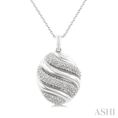 ASHI Silver Bold Ribbed Diamond Fashion Pendant 85908PPSSSLPD
