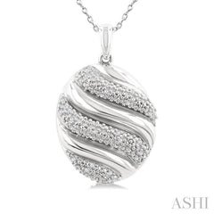 ASHI Silver Bold Ribbed Diamond Fashion Pendant 85908PPSSSLPD