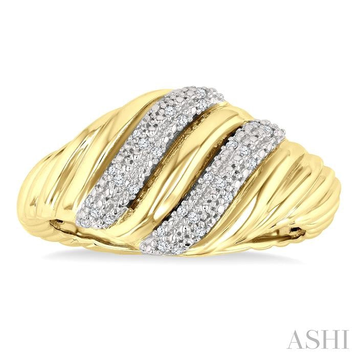 ASHI Gold Vermeil Bold Ribbed Diamond Fashion Band 85908PPSSSLRG-GV