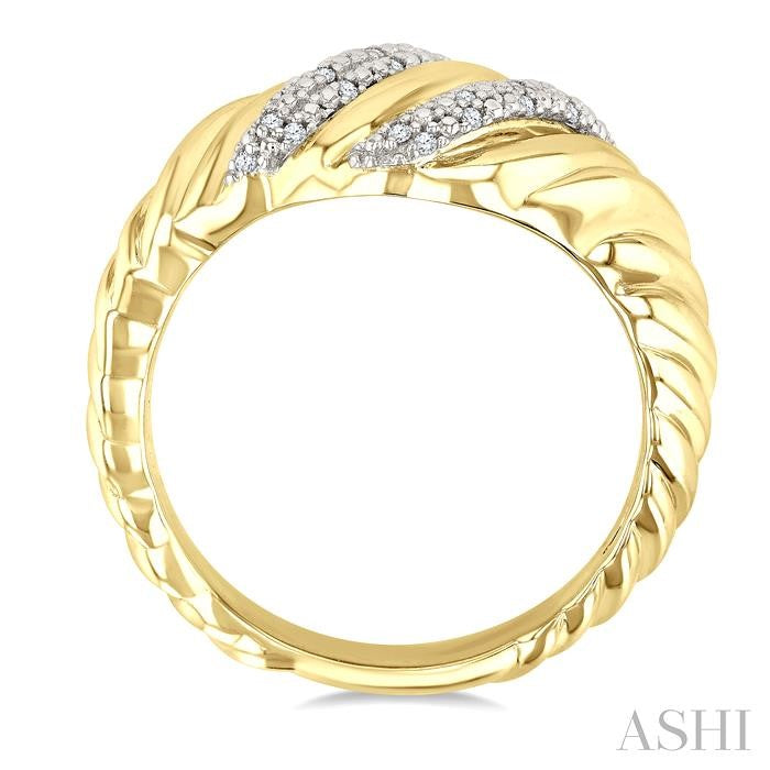 ASHI Gold Vermeil Bold Ribbed Diamond Fashion Band 85908PPSSSLRG-GV