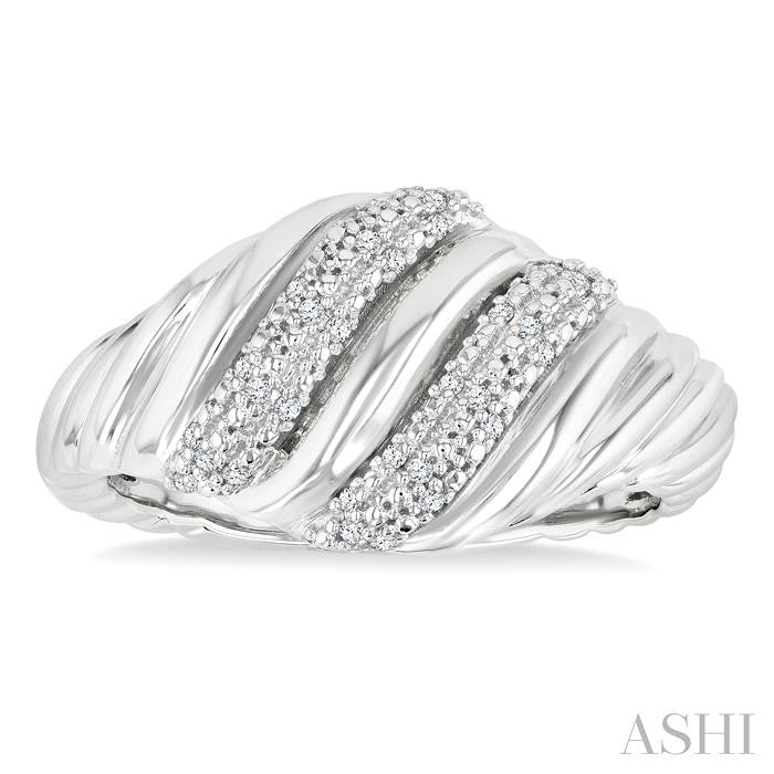 ASHI Silver Bold Ribbed Diamond Fashion Band 85908PPSSSLRG