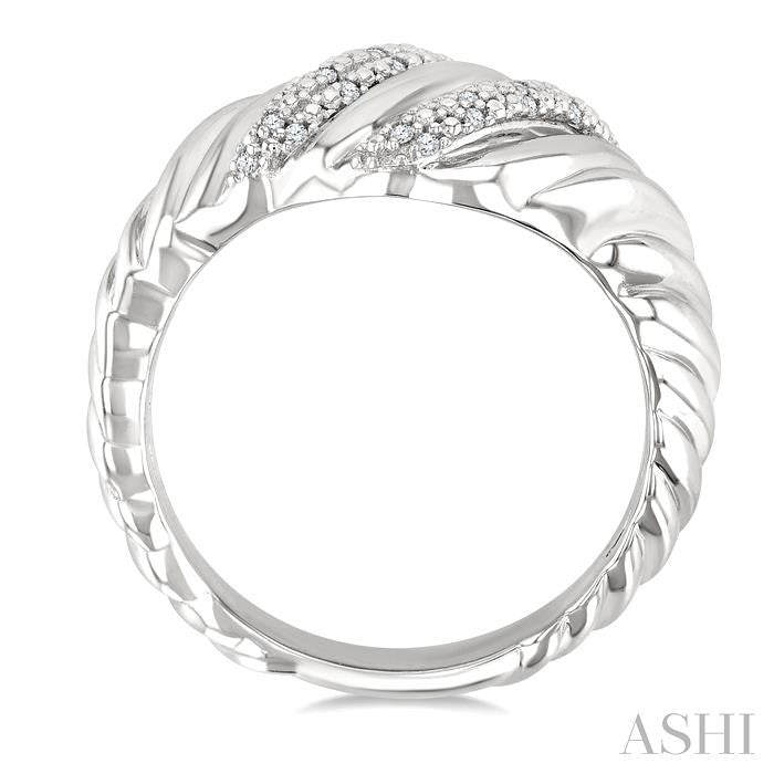 ASHI Silver Bold Ribbed Diamond Fashion Band 85908PPSSSLRG