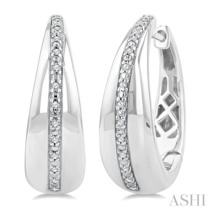 ASHI Silver Bold Diamond Hoop Earrings 85929PPSSSLER