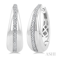 ASHI Silver Bold Diamond Hoop Earrings 85929PPSSSLER