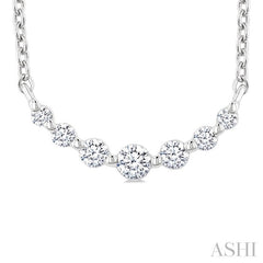 ASHI Silver Graduated Petite Diamond Fashion Smile Necklace 85948PPSGSLPD