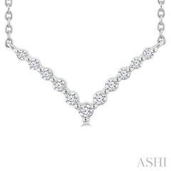 ASHI Silver Chevron Petite Diamond Fashion Pendant 85958PPSGSLPD