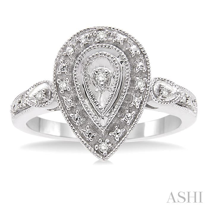 ASHI Silver Pear Shape Diamond Ring 86029PPSSSLRG