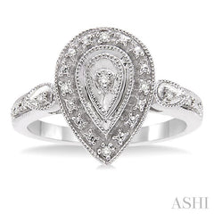 ASHI Silver Pear Shape Diamond Ring 86029PPSSSLRG