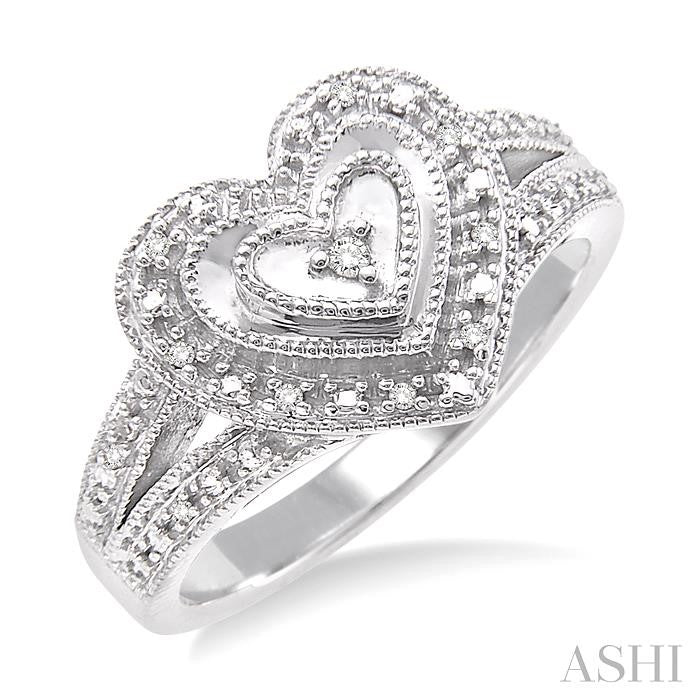ASHI Silver Heart Shape Diamond Fashion Ring 86059PPSSSLRG