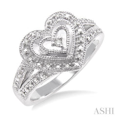 ASHI Silver Heart Shape Diamond Fashion Ring 86059PPSSSLRG