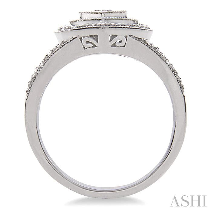 ASHI Silver Heart Shape Diamond Fashion Ring 86059PPSSSLRG