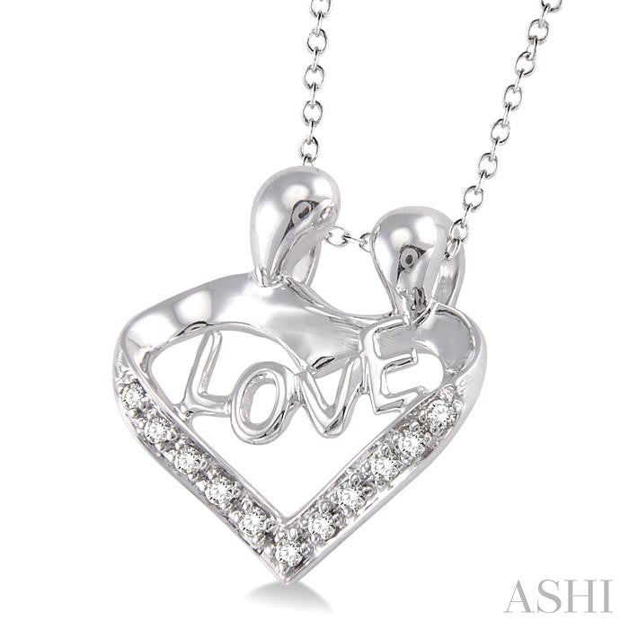 ASHI Silver Heart Shape Mom & Child Diamond Fashion Pendant 86339PPSSSLPD
