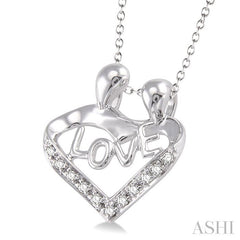 ASHI Silver Heart Shape Mom & Child Diamond Fashion Pendant 86339PPSSSLPD