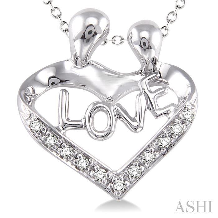 ASHI Silver Heart Shape Mom & Child Diamond Fashion Pendant 86339PPSSSLPD